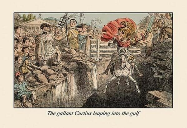 The Gallant Curtius Leaping into the Gulf by John Leech - Art Print