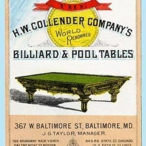 The H.W. Collender Company's World Renown Billiard & Pool Tables - Art Print