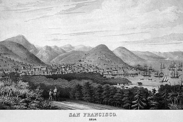 The Hills of San Francisco in 1851 by Duval's Steam Lithographic Press - Art Print