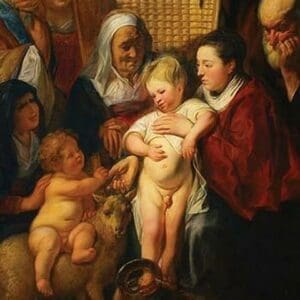 The Holy Family with Saint Anne & the Young Baptist & His Parents by Jacob Jordaens - Art Print