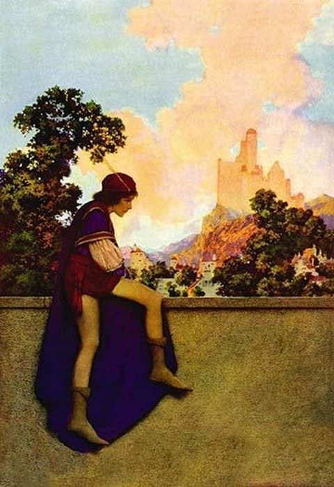 The Knave Watching Violetta Depart by Maxfield Parrish - Art Print