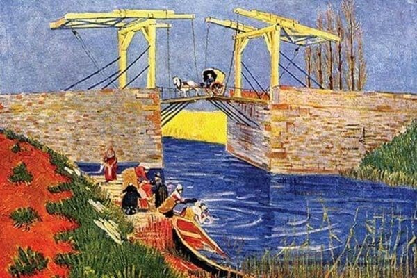 The Langlois Bridge at Arles with Women Washing by Vincent van Gogh - Art Print