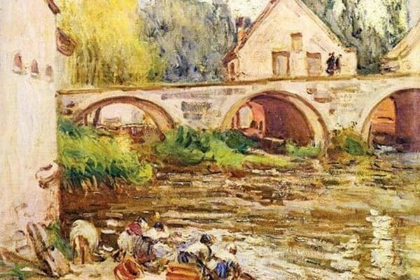 The Laundresses by Moret by Alfred Sisley - Art Print