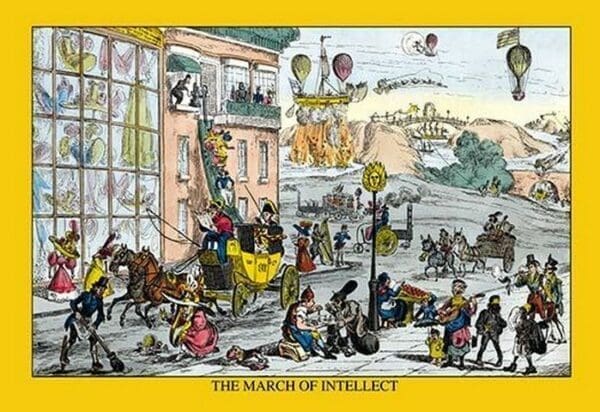 The March of Intellect - Turn of the Century Illustration of new fangled inventions - Art Print