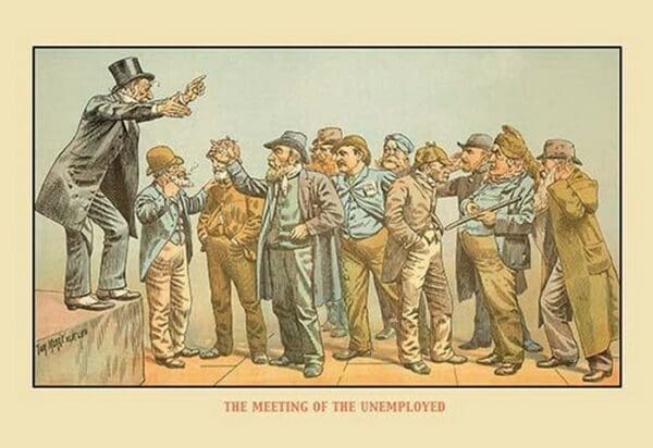 The Meeting of the Unemployed by Tom Merry - Art Print