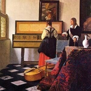 The Music Lesson by Johannes Vermeer - Art Print