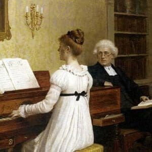 The Piano Lesson by Edward Blair Leighton - Art Print