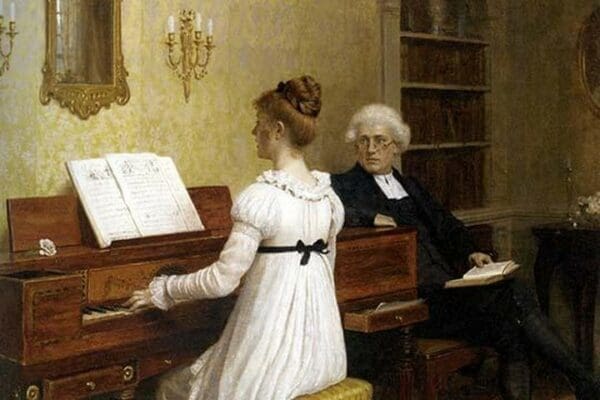 The Piano Lesson by Edward Blair Leighton - Art Print