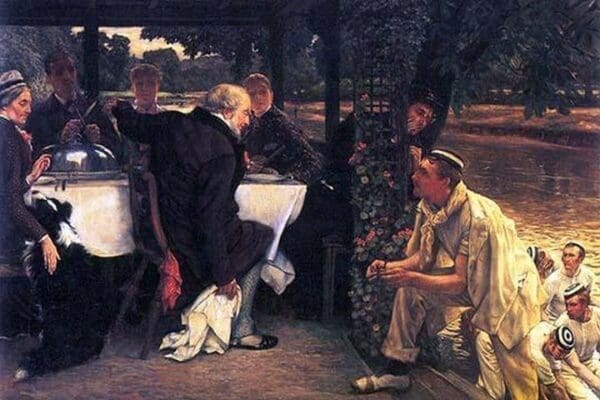 The Prodigal Son in Modern Life- The fattened calf by James Tissot - Art Print