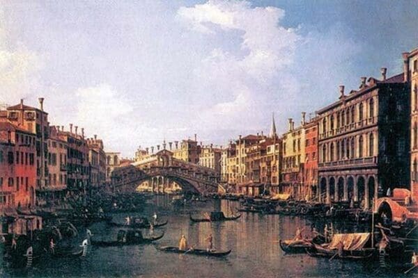 The Rialto Bridge by Canaletto - Art Print