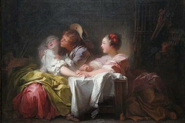 The Stolen Kiss by Jean Honor Fragonard - Art Print