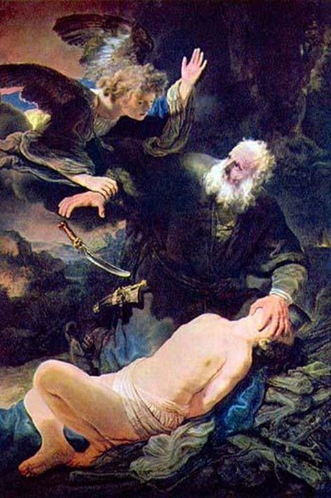 The angel prevents the sacrifice of Isaac by Rembrandt Van Rijn - Art Print