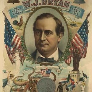 The issue - 1900. Liberty. Justice. Humanity. W.J. Bryan by Strobridge - Art Print