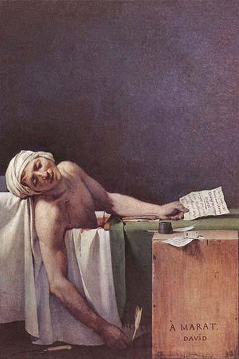 The murdered Marat by Jacques Louis David - Art Print