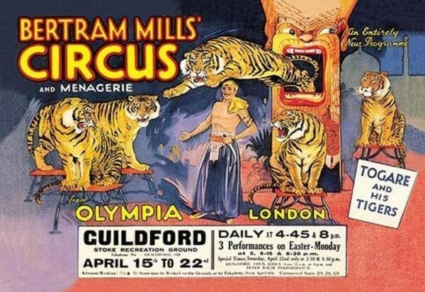 Togare and his Tigers: Bertram Mills' Circus and Menagerie - Art Print