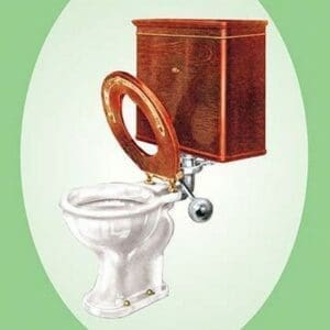 Toilet with Wooden Back - Art Print