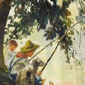 Tom Sawyer Fishing by Howard Pyle - Art Print