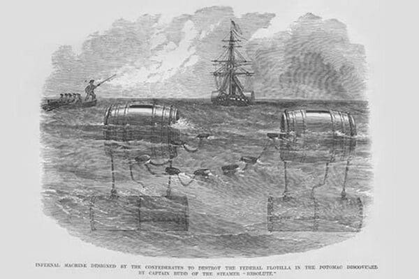 Torpedoes designed by Confederates on the Potomac found by Steamer Resolute by Frank Leslie - Art Print