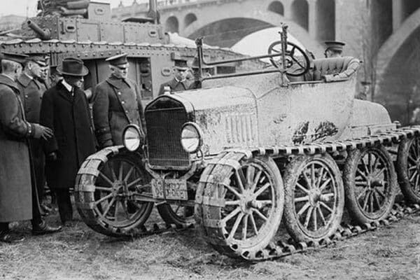 Track Driven Military Vehicle Manufactured by Ford Inspected by Officials - Art Print