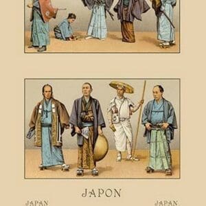 Traditional Dress of Diverse Japanese Castes by Auguste Racinet - Art Print