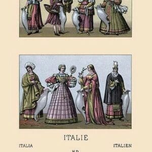 Traditional Italian Dresses by Auguste Racinet - Art Print