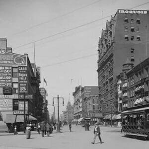 Trolleys & Pedestrians on Main Street in Buffalo