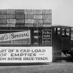 Truck load of empty bottles in boxes from racetrack - Art Print