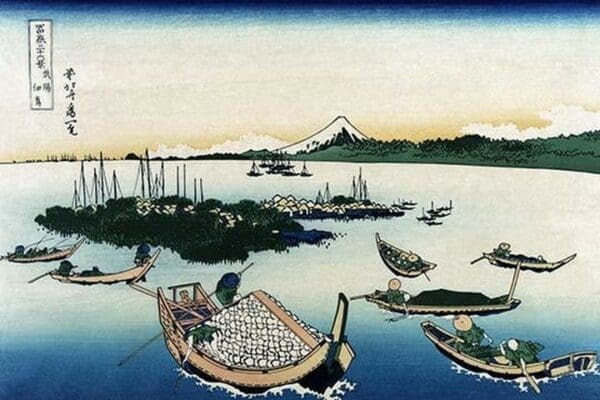 Tsukada Island in Musashi Province by Katsushika Hokusai - Art Print