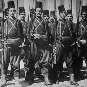 Turkish Infantry with Fez's & Rifles in Formation - Art Print