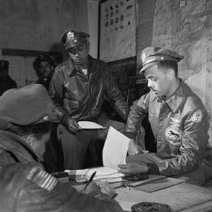 Tuskegee airmen Woodrow W. Crockett and Edward C. Gleed