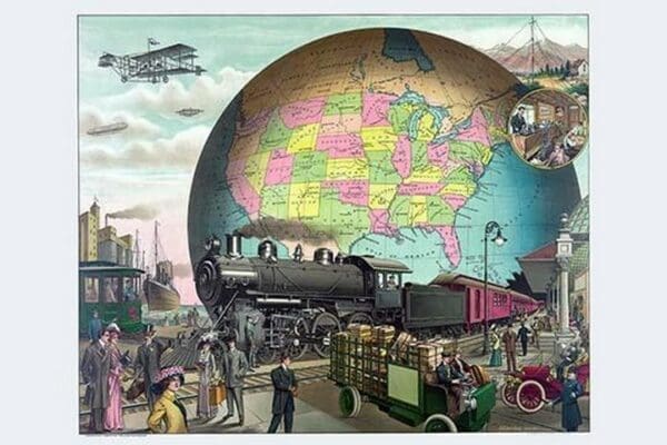 Twentieth century transportation by Delmont Co. - Art Print