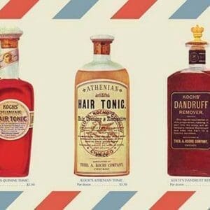 Two Bottles of Hair Tonic and One Bottle of Dandruff Remover - Art Print