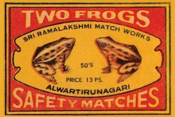 Two Frogs Safety Matches - Art Print