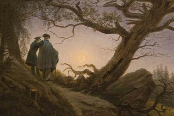 Two Men Contemplating the Moon by Caspar David Friedrich - Art Print