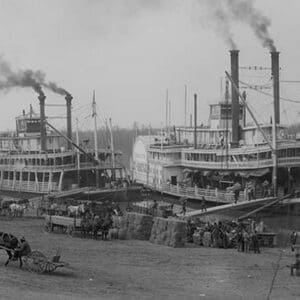 Two Steamboats Along the Levee at the Mississippi River - Art Print