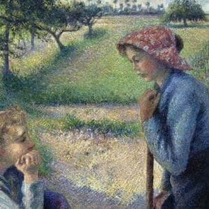 Two Young Peasant Women by Camille Pissarro - Art Print