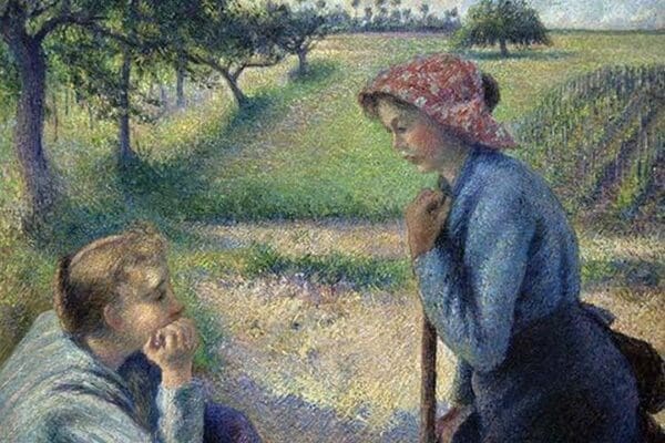 Two Young Peasant Women by Camille Pissarro - Art Print