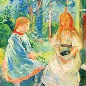 Two girls by the window by Berthe Morisot - Art Print