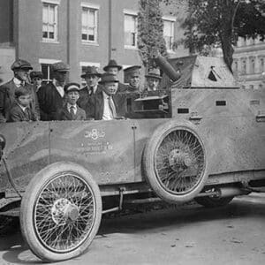 U.S. Army Armored Truck with Machine Gun is Gawked by onlookers on a Washington Street - Art Print