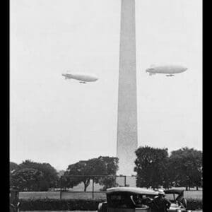 U.S. Army Blimps over the Washington Monument - Art Print