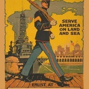 U.S. Marines - Serve America on Land and Sea - Art Print