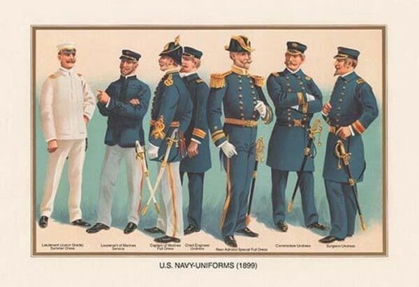 U.S. Navy Uniforms 1899 #4 by Werner - Art Print