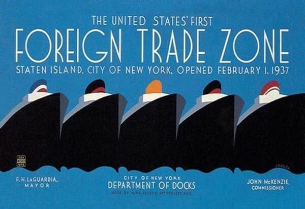 United States' First Foreign Trade Zone by WPA - Art Print