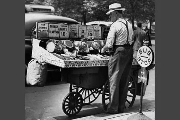 Vendor Pushcart sales of Nuts - Art Print