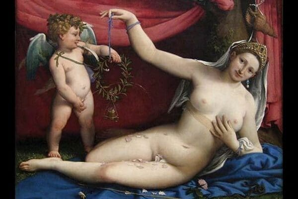 Venus & Cupid by Lorenzo Lotto - Art Print