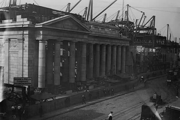 View of the since demolished Pennsylvania Railroad Station as seen from Gimbals - Art Print