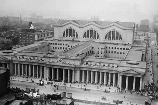 View of the since demolished Pennsylvania Railroad Station as seen from Gimbels - Art Print