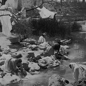 Washing Clothing at Hot Springs in Mexico by Jackson - Art Print