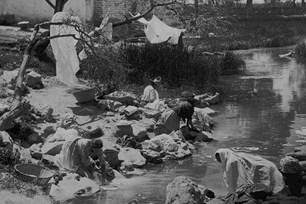 Washing Clothing at Hot Springs in Mexico by Jackson - Art Print