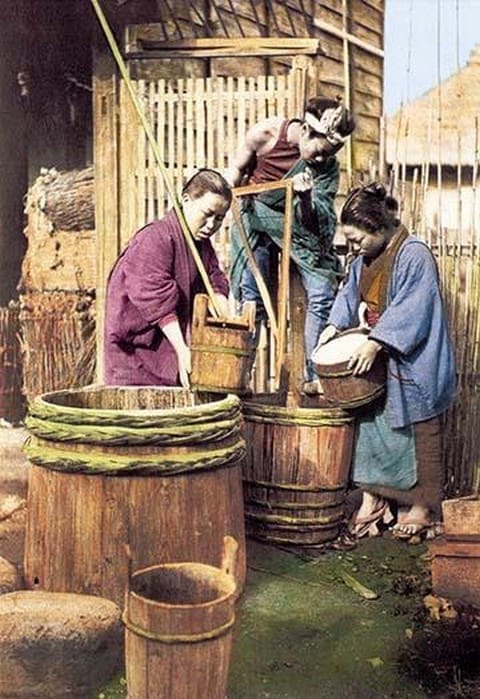 Washing Rice Before Grinding - Art Print